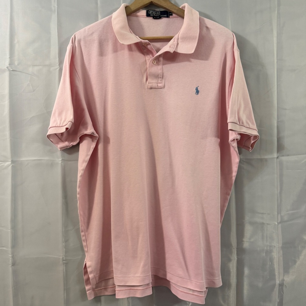 Vtg Polo Ralph Lauren Mens Pink Short Sleeve Polo Shirt USA Vintage‎ Cotton XXL